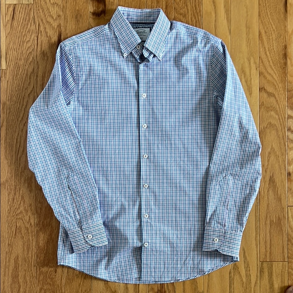 Charles Tyrwhitt Blue and White Plaid Shirt